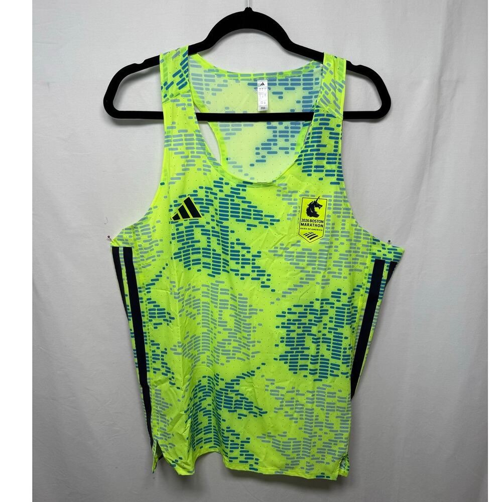 Adidas Boston Marathon 2026 Adizero Running Carrera Tank Solar Yellow Size Large